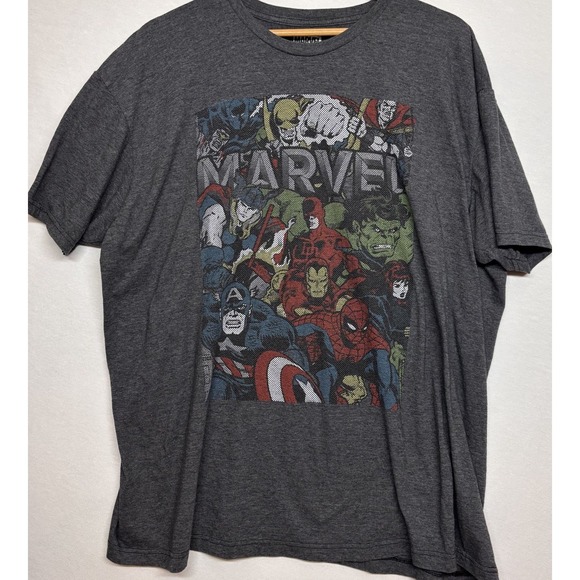 MEN'S MARVEL T-SHIRT / SHORT SLEEVE / GRAY / 3XL / HULK,SPIDERMAN,IRONMAN & MORE - Picture 2 of 4